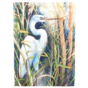 Magnolia Garden Patient Heron in Reeds 13 x 18 Inch Polyester Garden Flag - 1 of 2