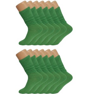Women’s Slouch Scrunch Socks 12 Pairs Cotton Knee-High Shoe Size 5-10 - 1 of 4