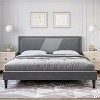 Queen Upholstered Bed Frame with Wingback Headboard, Luxurious Velvet, Wooden Slats, Easy Assembly, Box Spring Optional, Gray - 3 of 4