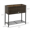 YONWAY Raised Garden Bed, Elevated Planter Box with Rattan Wicker Look, Tool Storage Shelf, Portable Design for Herbs, Vegetables, Flowers, Brown - 3 of 4