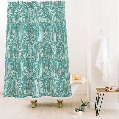 Holli Zollinger Kikka Teal Shower Curtain Tan - Deny Designs