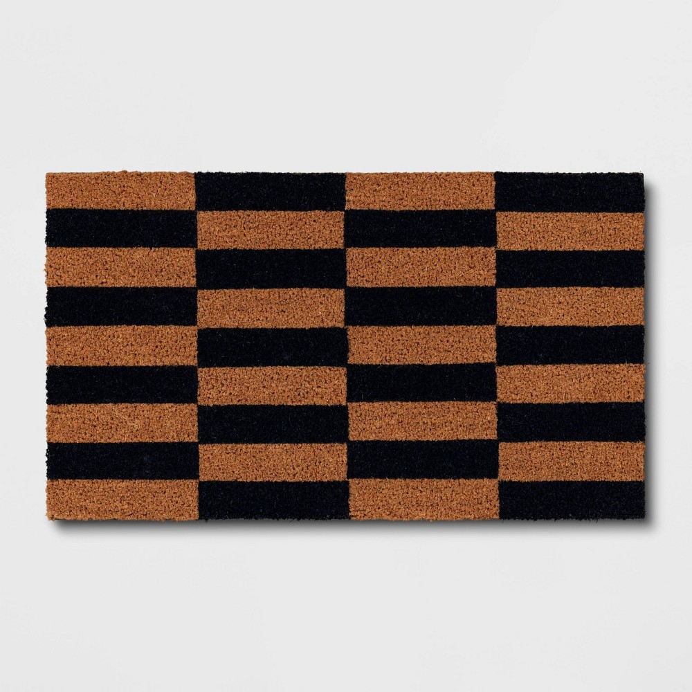 1'4"x2'4" Broken Stripe Outdoor Doormat Dark Blue - Room Essentials™