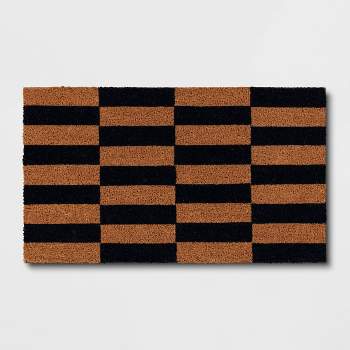 1'4"x2'4" Broken Stripe Outdoor Doormat Dark Blue - Room Essentials™