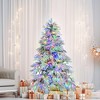 NAYSAYE 6FT Snow Flocked Artificial Christmas Tree Full PVC Branches Hinged Design for Holiday Home Office Decor, White and Green, 44.1"*44.1"*72" - 4 of 4