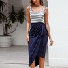 Women's Striped U-Neck Tank Navy Wrap Skirt Midi Dress - Cupshe - 3 of 4