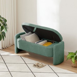 NicBex Lamb Fleece Storage Ottoman Bench,Upholstered Storage Ottoman with Storage Compartment,Modern Storage Bench for Living Room,Bedroom,Green - 1 of 4