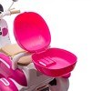 12V 2 Motors Kids Ride On Motorcycle, 2 Seater Electric Scooter Toy w/Music, Bluetooth, USB, Flip Seat, Storage Hooks & Oversized Trunk (Ages 3-6) - 4 of 4
