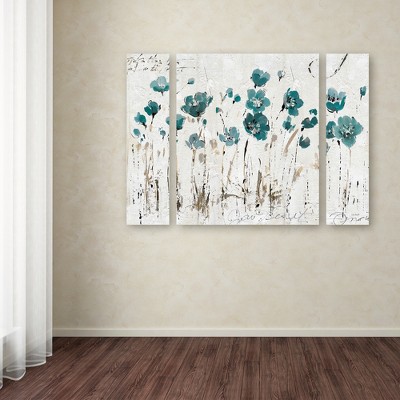 Small Blue and Beige Abstract Floral Oil Painting Set