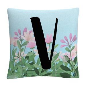 Pink Floral Garden Letter Illustration By Abc 16 X 16 Decorative Throw Pillow by Trademark Fine Art - 1 of 4