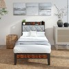 FURNIinspire Beds Modern Twin Size Bed Frame Iron Platform Bed with Soft-Padded Headboard, Storage, Bedroom Furniture, Brown, 80.5"*39.2"*40.6" - 2 of 4
