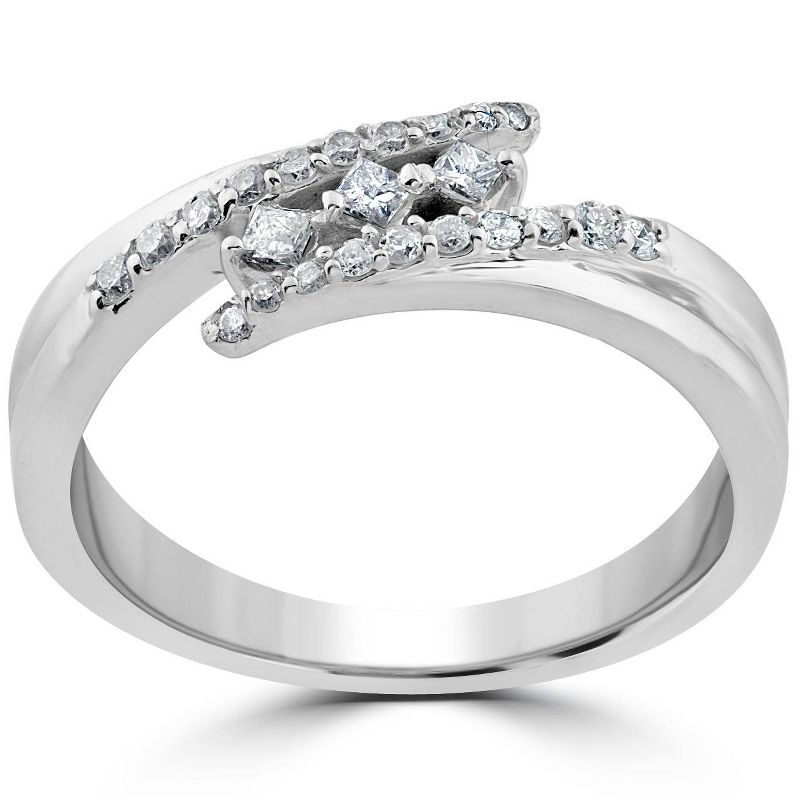 Pompeii3 1/5 ct Princess Cut Diamond 3 Stone Engagement Anniversary Ring 10k White Gold, 1 of 5