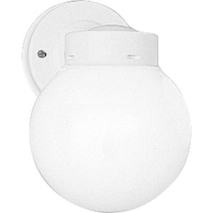 Progress Lighting Utility 1-Light Outdoor Wall Light, White Finish, Glass Globe Shade, Wet Rated - 1 of 1