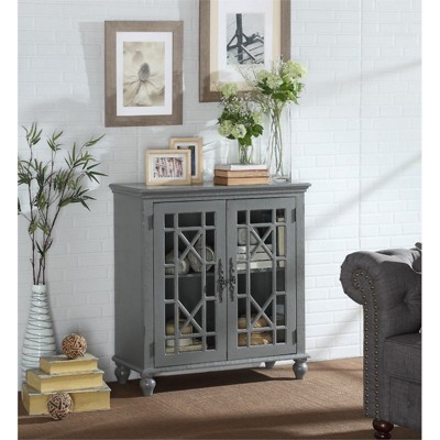 Eliza Antique Gray Wood and Glass Sideboard Cabinet