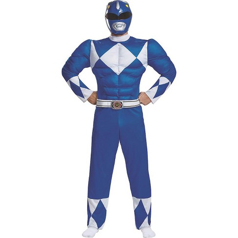 Disguise Mens Power Rangers Classic Blue Ranger Muscle : Target