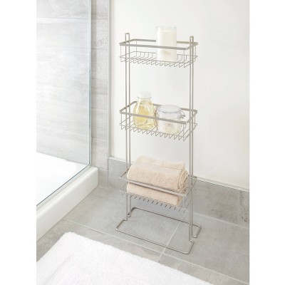 Satin Metal Freestanding 3-Tier Shower Shelf Organizer