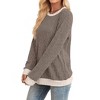 Women's Long Sleeve Color Block Tunic Sweater Tops Lightweight Loose Fit Fall Casual Crewneck Shirts - 3 of 4