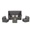 5-Piece Outdoor Patio Wicker Daybed Set with Retractable Canopy, Storable Table - 3 of 4