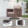 Sonkuki Outdoor 6-Piece Wicker Patio Conversation Set with 2 Rattan Swivel Rocking Chairs, Side Table, Ottoman and Navy Blue Cushion - 4 of 4