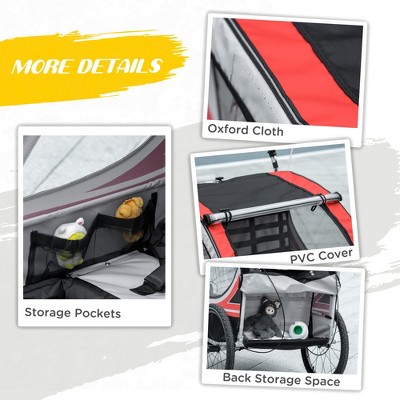Aosom Red 3-in-1 Bike Trailer and Jogging Stroller