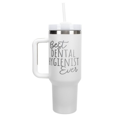 Elanze Designs Best Dental Hygienist Ever Career 40 oz. Stainless Steel, Large Water Bottle Coffee Mug, Spill & Leak Resistant, Thermal Travel Tumbler