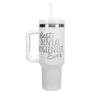 Elanze Designs Best Dental Hygienist Ever Career 40 oz. Stainless Steel, Large Water Bottle Coffee Mug, Spill & Leak Resistant, Thermal Travel Tumbler - 1 of 1