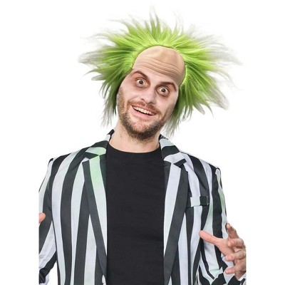 HalloweenCostumes.com One Size Fits Most  Men  Adult Beetle Guise Costume Wig | Adult Costume Wigs, White/Green