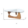 HomeRoots 54" Clear and Brown Glass and Wood Triangle Abstract Coffee Table - 3 of 4