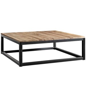Attune Large Coffee Table Brown - Modway: Solid Pine Top, Iron Frame, Modern Farmhouse Style - 1 of 4