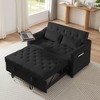 Velvet Sofa Bed with Tufted Back and Seat, 360° Side Table, Adjustable Backrest and Foam Cushion for Living Room - 2 of 4