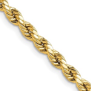 Black Bow Jewelry 4mm 14K Yellow Gold Diamond Cut Hollow Rope Chain Necklace - 1 of 4