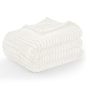 Cozy Soft Striped Fleece Blankets Decorative Plush Luxury Ribbed Warm Blanket for Couch, Sofa, Chair & Bed  - Lux Decor Collection - 1 of 4