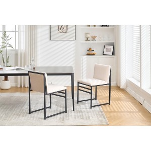 Racxily Coffee Modern Dining Chairs Set of 2 -Modern Dining Chairs:Linen Cushion/Backrest,Metal Base,Smooth Lines,Ideal for Office/Bar/Friends Chat - 1 of 4