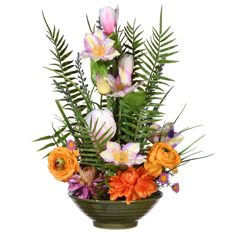 8" Artificial Multicolor Floral Arrangement in Bowl - National Tree Company, 1 of 6