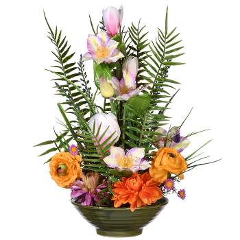 8" Artificial Multicolor Floral Arrangement in Bowl - National Tree Company