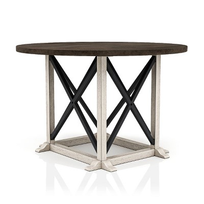 50" Round Reclaimed Wood Dining Table with Antique White Base