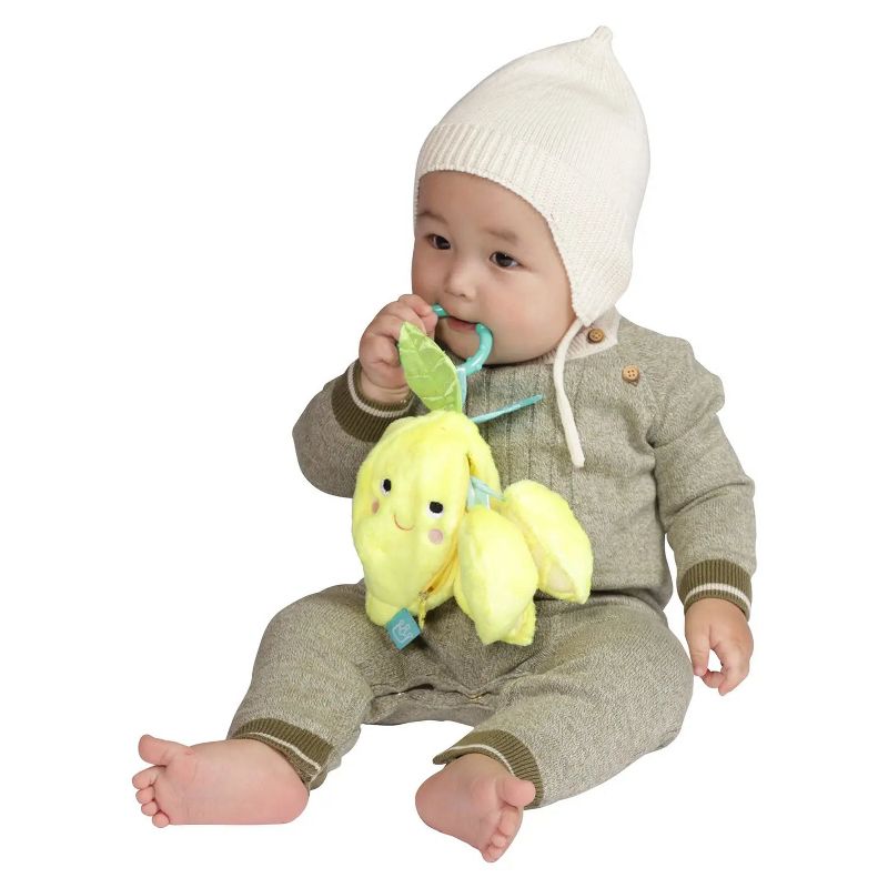 Manhattan Toy Mini-Apple Farm Lemon Baby Travel Toy with Rattle, Squeaker, Crinkle Fabric & Teether Clip-on Attachment, 1 of 10