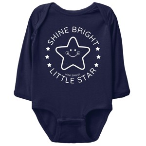 The Juniper Shop Mini Smiley Shine Bright Little Star Long Sleeve Bodysuit - NB - Navy - 1 of 4