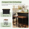 Farmhouse Kitchen Island Set Rolling Kitchen Cart on Wheels with Drop Leaf, 2 Stools & Power Outlet - ModernLuxe - 4 of 4
