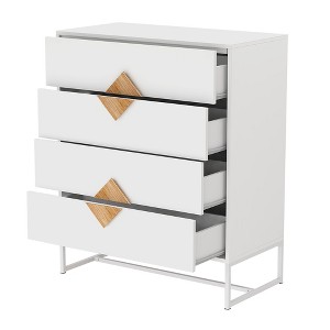GlasFlength Decorative Storage Cabinets, Multi-purpose Decorative Storage Cabinets with Four Drawers, for Living Room, Entryway, Kitchen, White, - 1 of 4