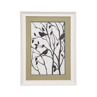 17.5" x 23.5" Rectangular Band Bird Illustration Print in White Frame with Olive Green Mat Board - Olivia & May