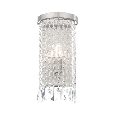 Brushed Nickel Crystal Shade 1-Light Wall Sconce