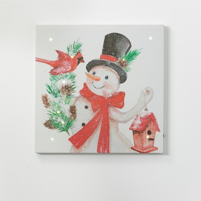 Sullivans LED Snowman Canvas Wall Decor 20"H Multicolored