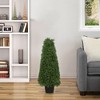 Northlight 3' Pre-Lit Artificial Boxwood Cone Topiary Tree with Round Pot, Clear Lights - image 2 of 4