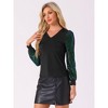 Allegra K Women's Sequin Long Sleeve V Neck Ribbed Cuff Party Sparkly Top - 4 of 4