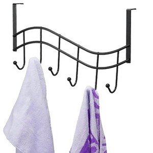 Home Mart Goods Heavy Duty Black Over The Door Hanger Hanging Rack 6 Hooks Organizer - 1 of 4