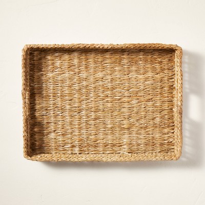 Small Woven Basket Rectangular Tray Storage Organizer Tray 