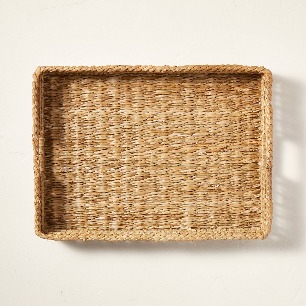 Photos - Serving Pieces 14"x20" Natural Woven Tray with Handles - Hearth & Hand™ with Magnolia