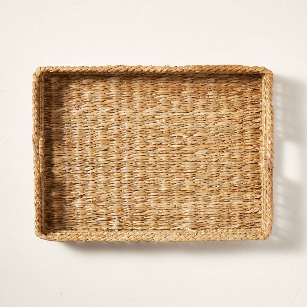 Natural Woven Rectangular Tray with Handles - Hearth & Hand™ with Magnolia: Artisanal, Farmhouse Style, Indoor/Outdoor Use