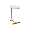 HomeRoots Set of Two White and Gold Faux Marble and Metal Oval End Tables - 4 of 4
