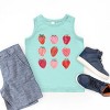 The Juniper Shop Strawberry Watercolor Chart Youth Tank Top - XS - Seafoam - 3 of 4